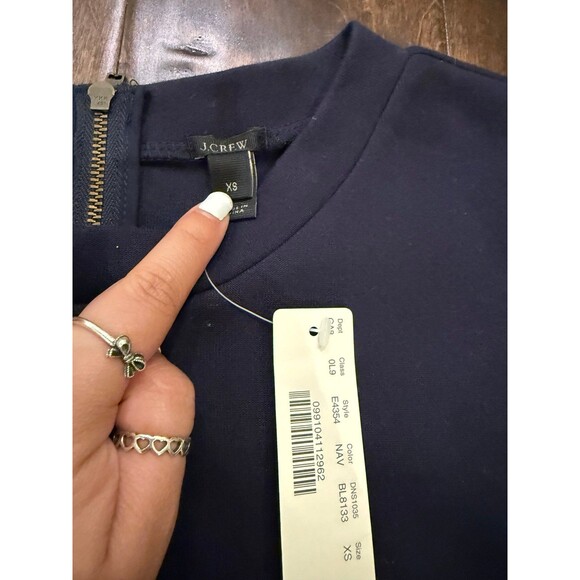 J. Crew Sweatshirt with Fringe Hem Navy Blue size XS NWT - Picture 4 of 7